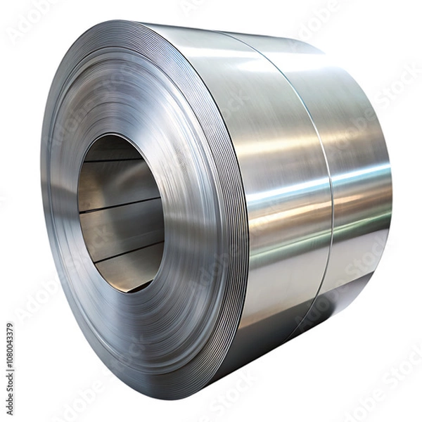 Fototapeta Rolls of rolled steel sheet isolated on white background Production delivery and storage of metal products