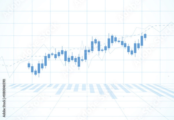 Fototapeta Business candle stick graph chart of stock market investment trading on white background design. Bullish point, Trend of graph. Vector illustration