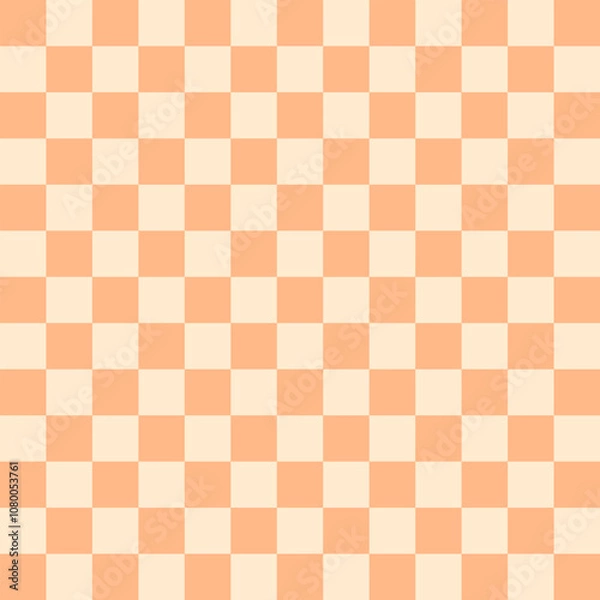 Fototapeta Geometric vector design for backgrounds and wallpapers. Seamless peach fuzz checkered grid pattern in Memphis style. Modern, hipster, and minimal aesthetics with flag elements.