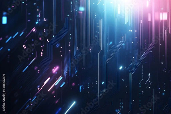 Fototapeta A futuristic background featuring metallic textures, Futuristic Digital Circuit Background