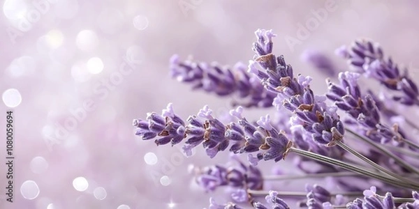 Fototapeta Gentle lavender background with a scattering of silver sparkles for romance.