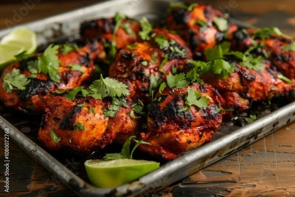 Fototapeta Grilled Chicken with Cilantro and Lime