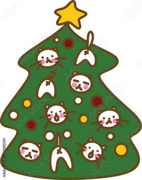 Fototapeta cat christmas tree.eps