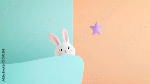 Fototapeta A minimalistic background with a soft gradient from soft teal on the left to pastel orange on the right. 