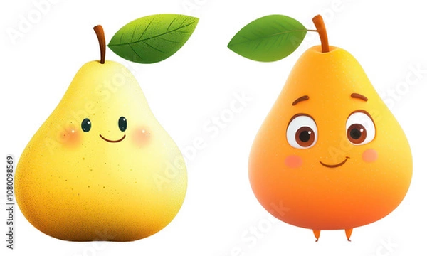 Obraz Cheerful cartoon pears studio digital art isolated close-up fun concept