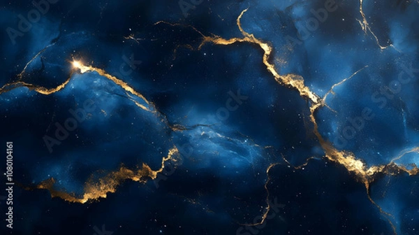 Fototapeta Abstract Background with Blue and Gold Swirls