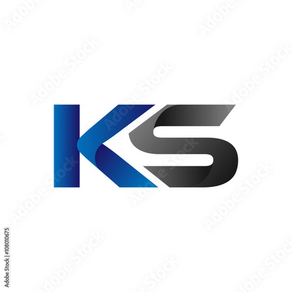 Obraz Modern Simple Initial Logo Vector Blue Grey Letters ks