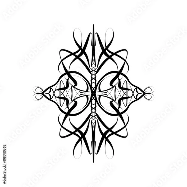 Obraz Ornament design with lines and swirls elements on white background 