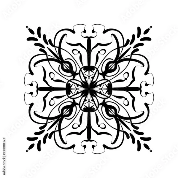 Obraz  Abstract Ornament design with lines and swirls elements on white background 