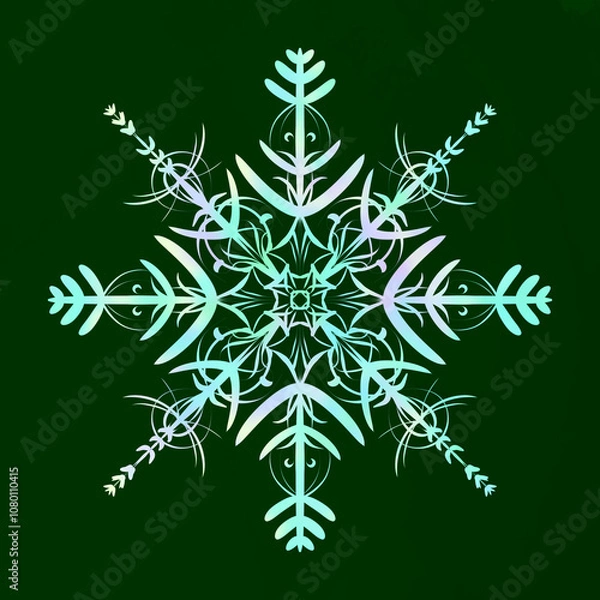 Obraz Green color  background and snowflake winter pattern 