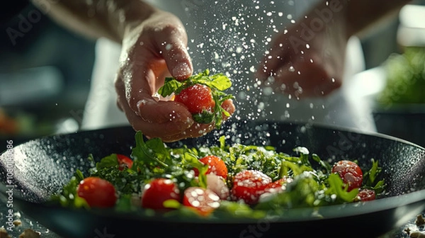 Fototapeta professional food photography of a salad on the table
