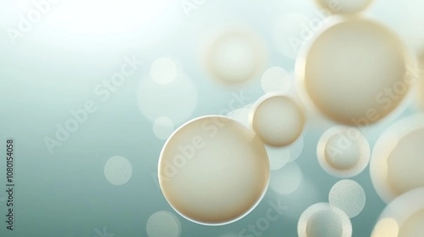 Fototapeta A close up of many white spheres floating in the air