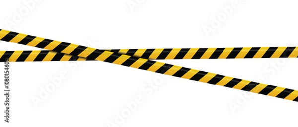 Fototapeta Warning tape with yellow and black diagonal stripes. Warning tape and police line. Warning danger tape. Restriction tape. Seamless line. Vector illustration
