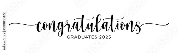 Obraz Congratulations Graduates 2025. Celebration text poster. Graduates class of 2022 vector concept as template for cards, posters, banners, labels.