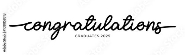 Obraz Congratulations Graduates 2025. Celebration text poster. Graduates class of 2022 vector concept as template for cards, posters, banners, labels.