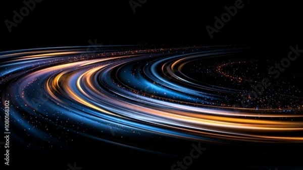 Fototapeta Mesmerizing light swirl on black background, dynamic abstract design for digital art and modern visual projects