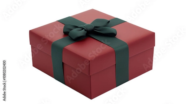 Obraz Luxurious gift box with a bow isolated on a transparent background. Christmas, birthdays, weddings, corporate gift. matte, tactile texture. modern classical elegance cozy design. Generative Ai content