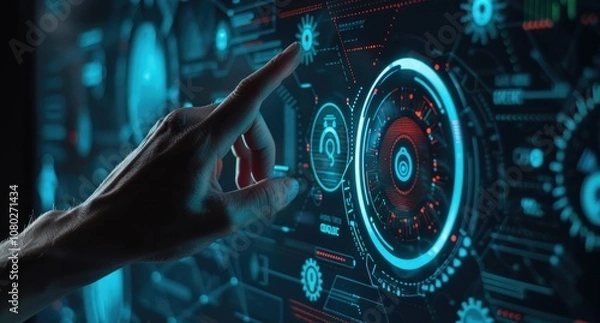 Fototapeta Interacting with a Futuristic Interface