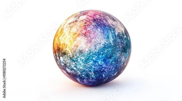 Fototapeta moon, featuring a shimmering surface with vibrant colors and intricate patterns that represent quantum mechanics.