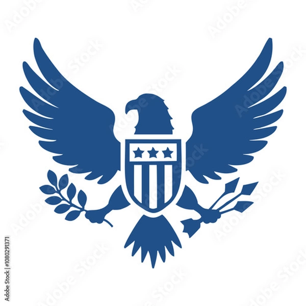 Fototapeta USA coat of arms with eagle. US coat of arms with an eagle holding an olive branch and arrows