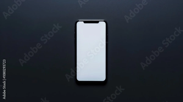 Obraz sleek black smartphone with blank screen on dark surface, ideal for showcasing apps or designs