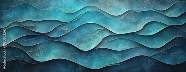 Fototapeta Abstract textured layers in ocean blue and white.