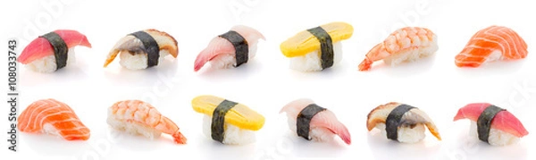 Obraz Zestaw sushi nigiri na białym tle