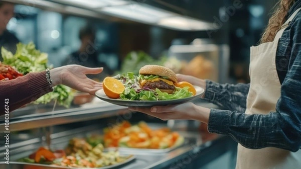Fototapeta The Burger with Fresh Salad