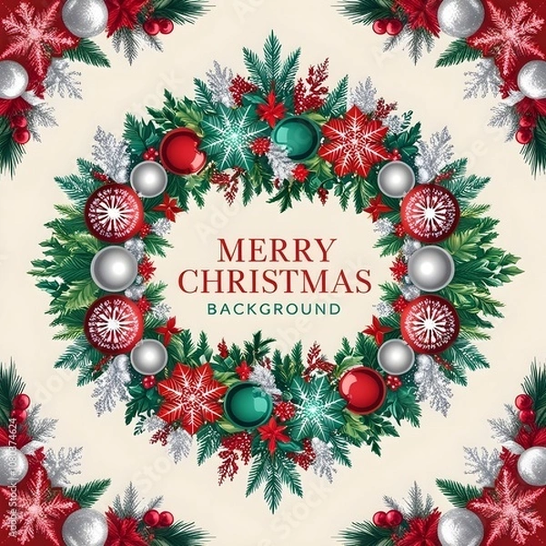 Fototapeta Merry Christmas background with christmas element. Vector illustration

