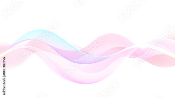 Fototapeta A pink wave of flowing fabric on a white background with a soft pink hue. generative ai, abstract background with waves