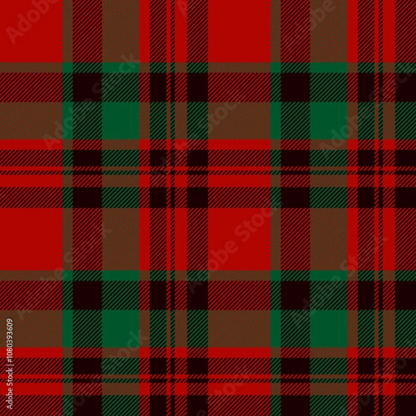 Fototapeta Plaid seamless pattern in red. Check fabric texture. Vector textile print.
