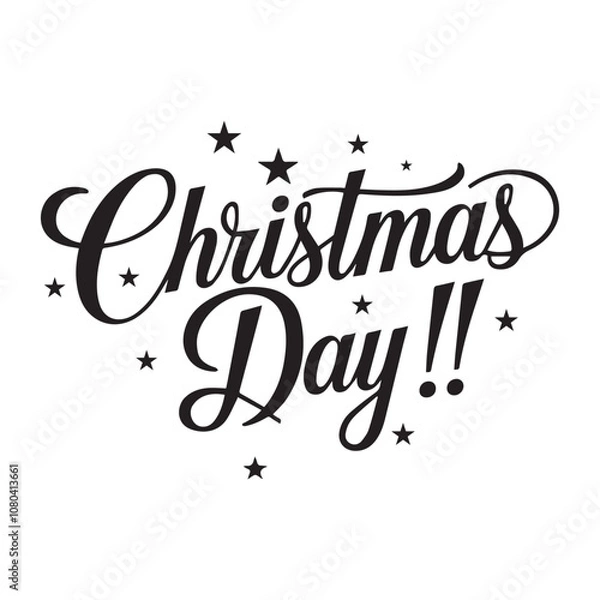 Fototapeta Joyful Christmas Day Calligraphy typography silhouette illustration