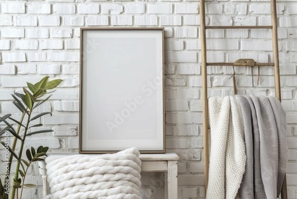 Fototapeta Interior design detail modern home poster mockup cozy environment close-up view minimalist concept