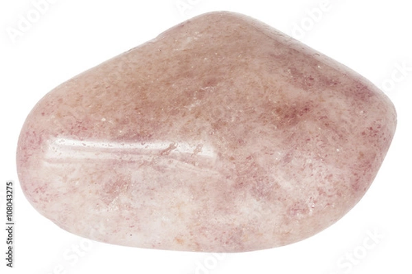 Fototapeta Red aventurine pebble macro, isolated on white