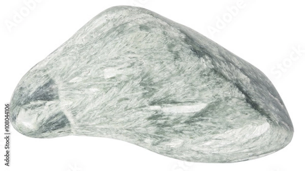 Fototapeta Clinochlore, clinkstone, pebble macro isolated on white