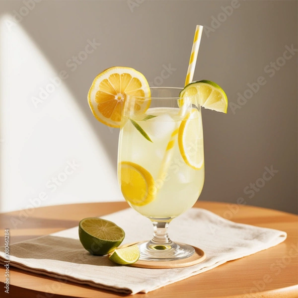 Obraz cocktail with lemon and lime