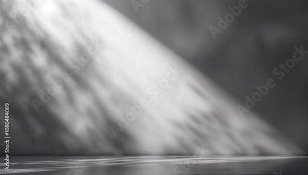Fototapeta Gray background for product presentation with beautiful lights and shadows