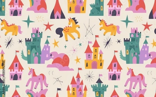 Fototapeta seamless pattern with castles