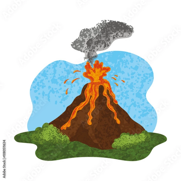 Obraz Volcano Colorful Illustration