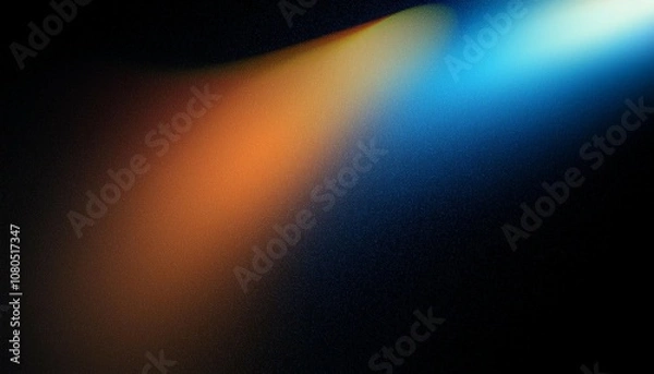 Fototapeta grainy colorful warm blue light leaks on black background with dust texture abstract damaged scratched retro film analog effect for using over photos as overlay or screen filter