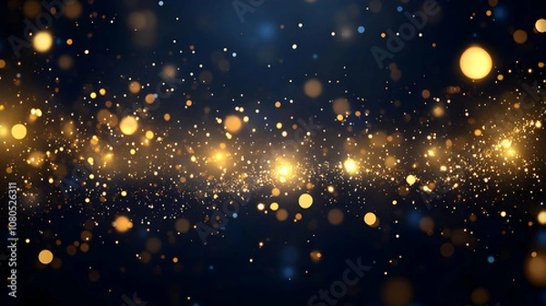 Fototapeta Abstract Background - Golden Glitter Sparkle on Dark Blue