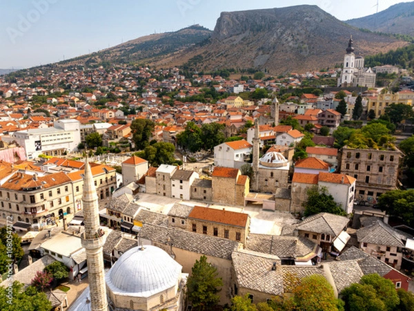Obraz defaultAerial View of Mostar and the Historic Stari Most