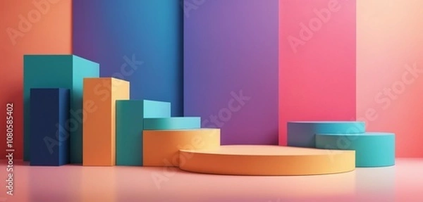 Obraz Gradient Background, Layered Platforms