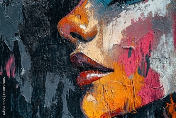 Fototapeta Colorful Abstract Portrait of a Woman's Profile