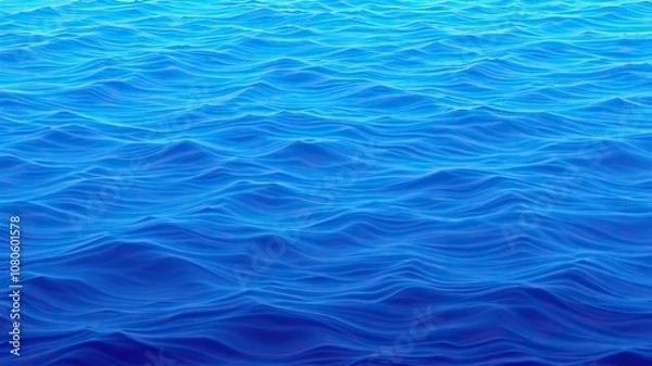 Fototapeta Oceanic blue gradient background with undulating wave patterns, underwater effect, peaceful atmosphere
