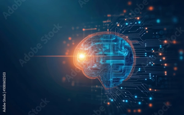 Fototapeta Future technology and artificial intelligence chip business background