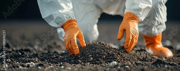 Fototapeta Contaminated soil analysis environmental site research report toxic chemicals protective measures soil protection strategies