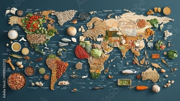 Fototapeta Mapping global food distribution a detailed overview of food security networks worldwide
