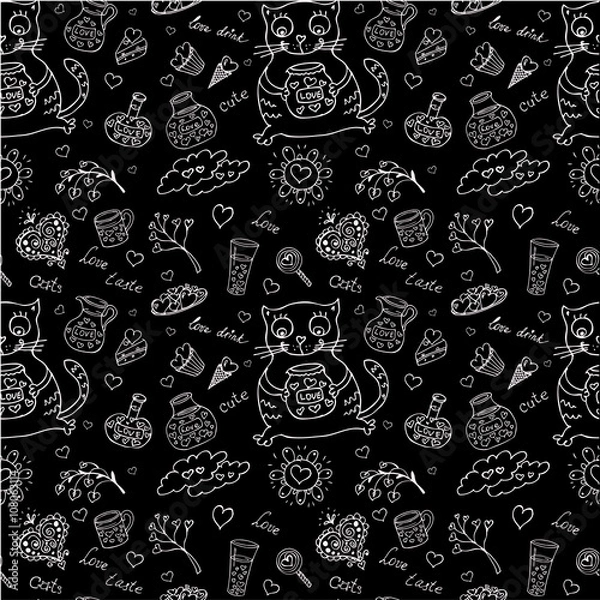 Fototapeta seamless pattern with different cute animals