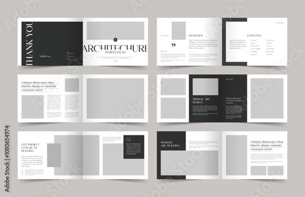 Fototapeta Landscape Architecture Portfolio Template, Portfolio Design for Architecture and Interior, A4 Size Brochure